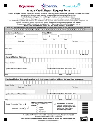 picture of a Credit Report Form